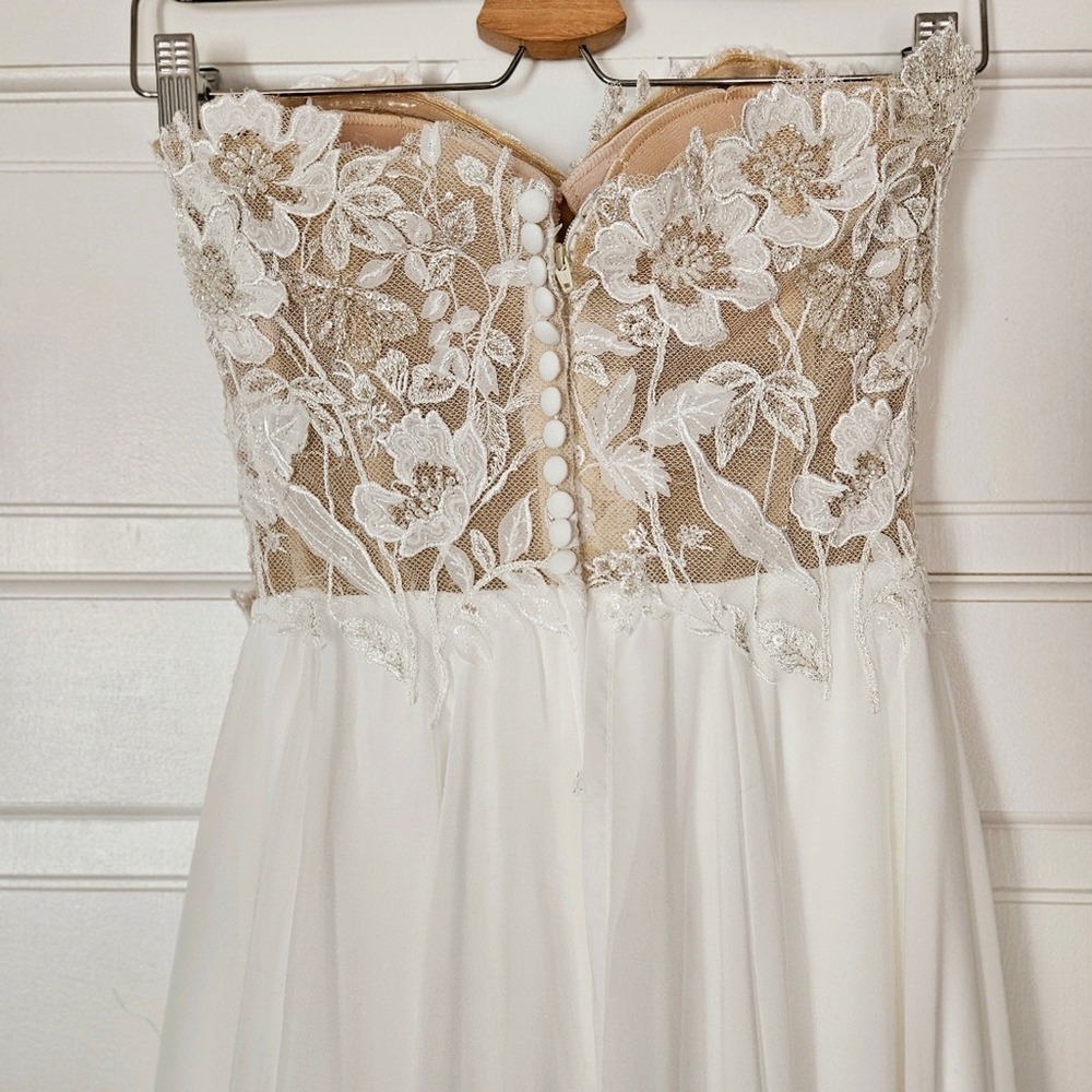Lillian West Wedding Gown‎ Off the Shoulder Style 66228 With Slit Ethereal Boho - Picture 16 of 16